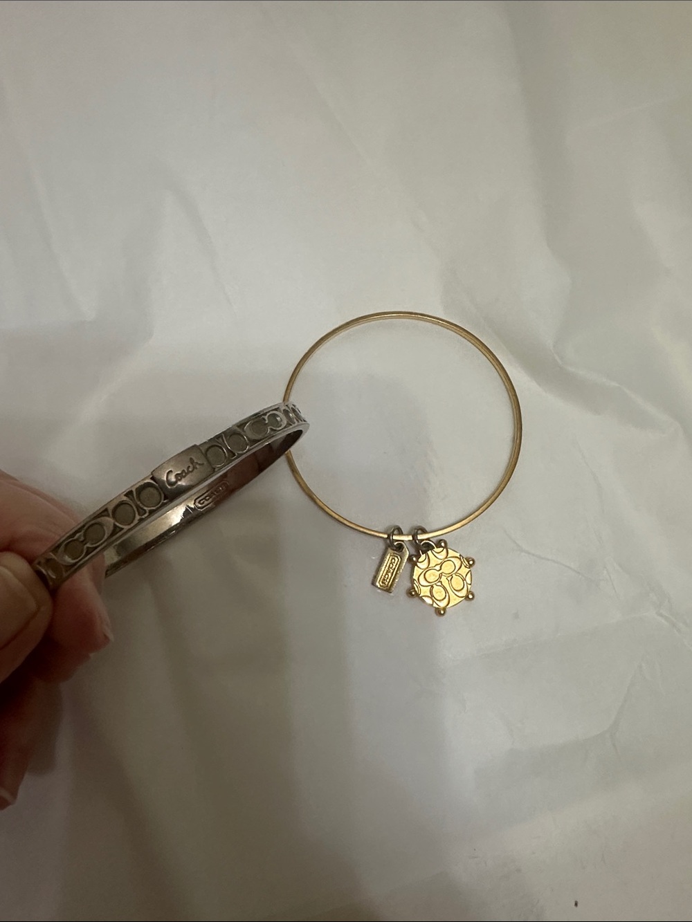 Lot of two Coach Bracelets Silver Tone and Gold Tone